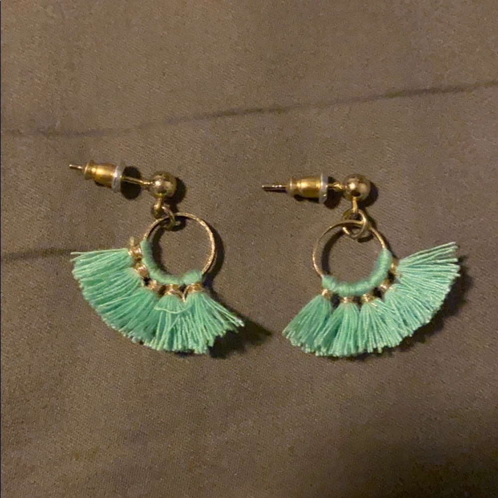Green tassel earrings unused but out of package